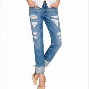 J. Crew Ripped vintage straight boyfriend jeans